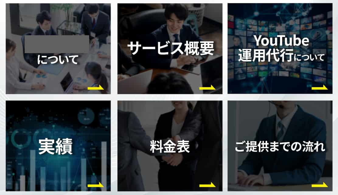 会社紹介やサービス概要をまとめたリッチメニュー画面