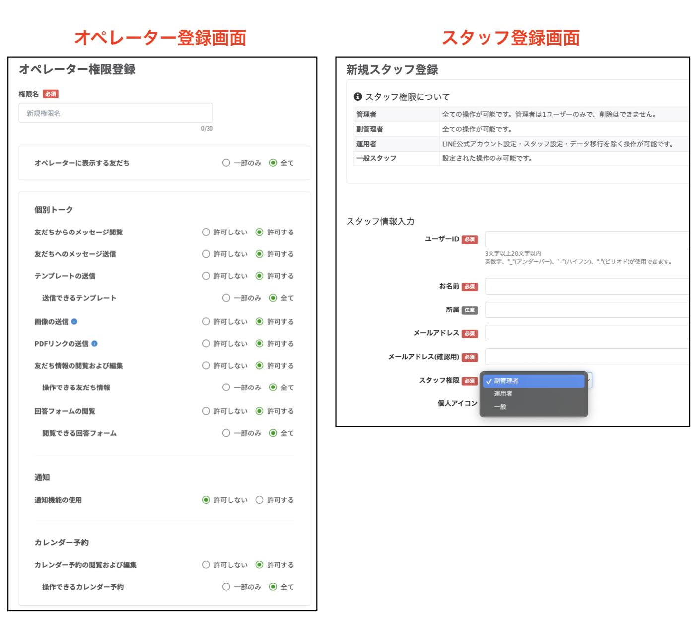 オペレーター画面は