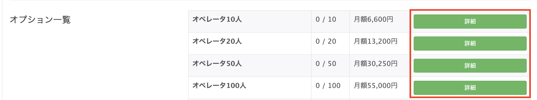 Lステップ管理画面「オプション一覧」