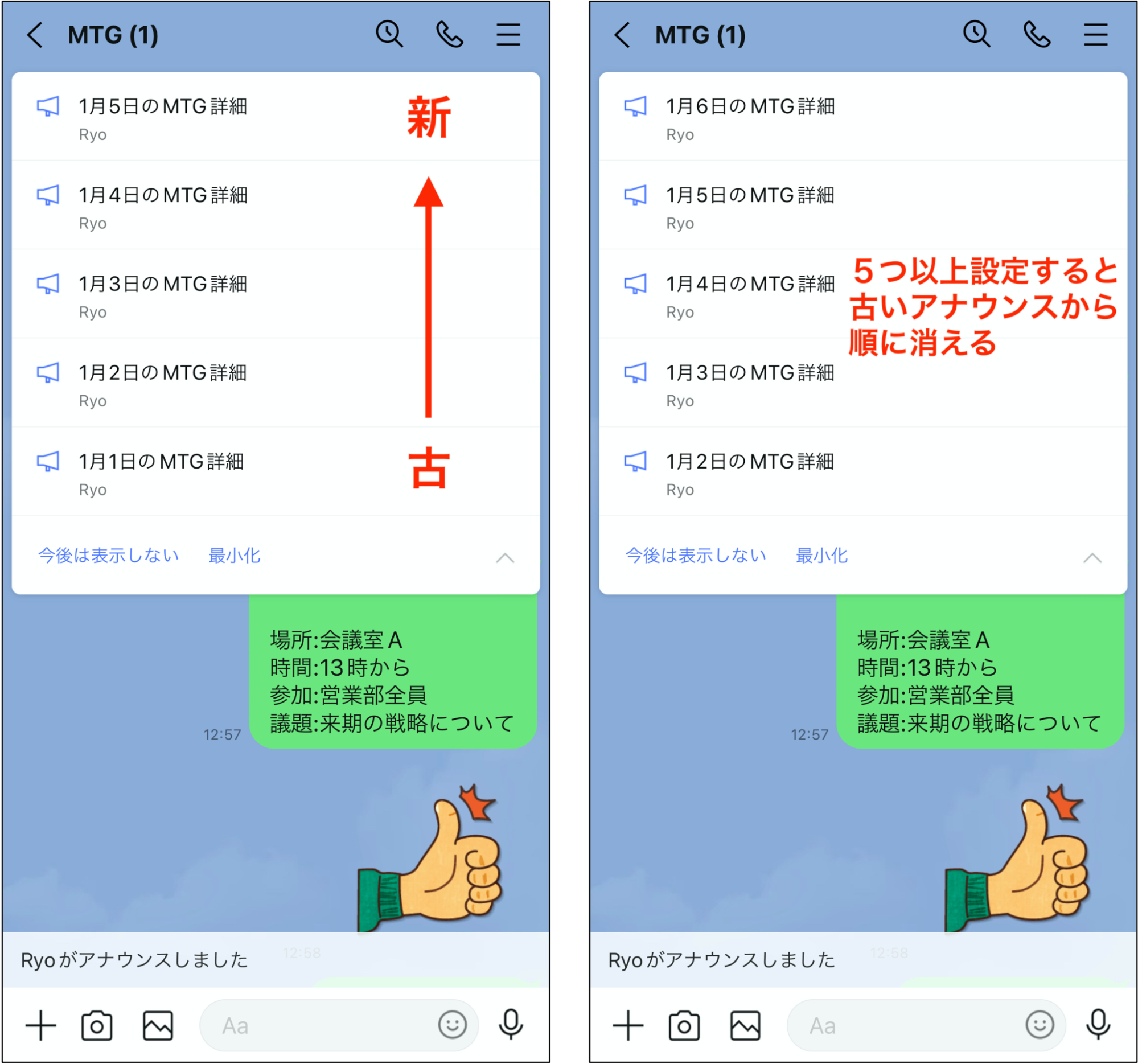 LINEトークのアナウンス機能