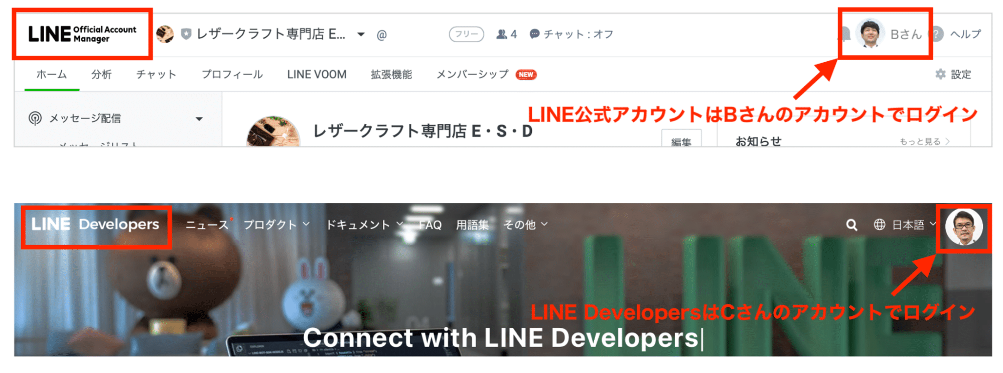 複数アカウントを運用している方は、ログインアカウントが異なっていないか、確認