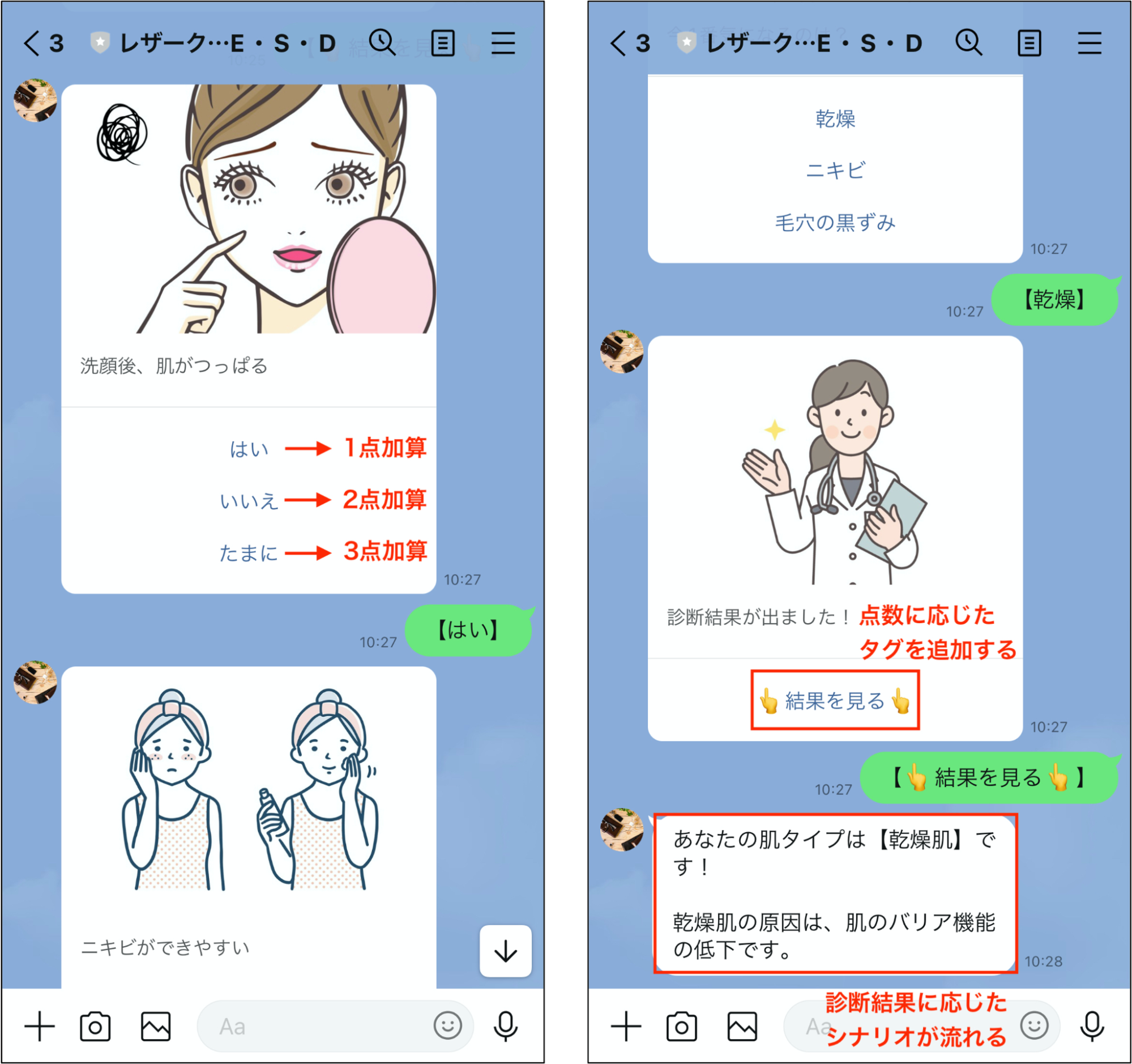 合計点でシナリオを変える設定画面