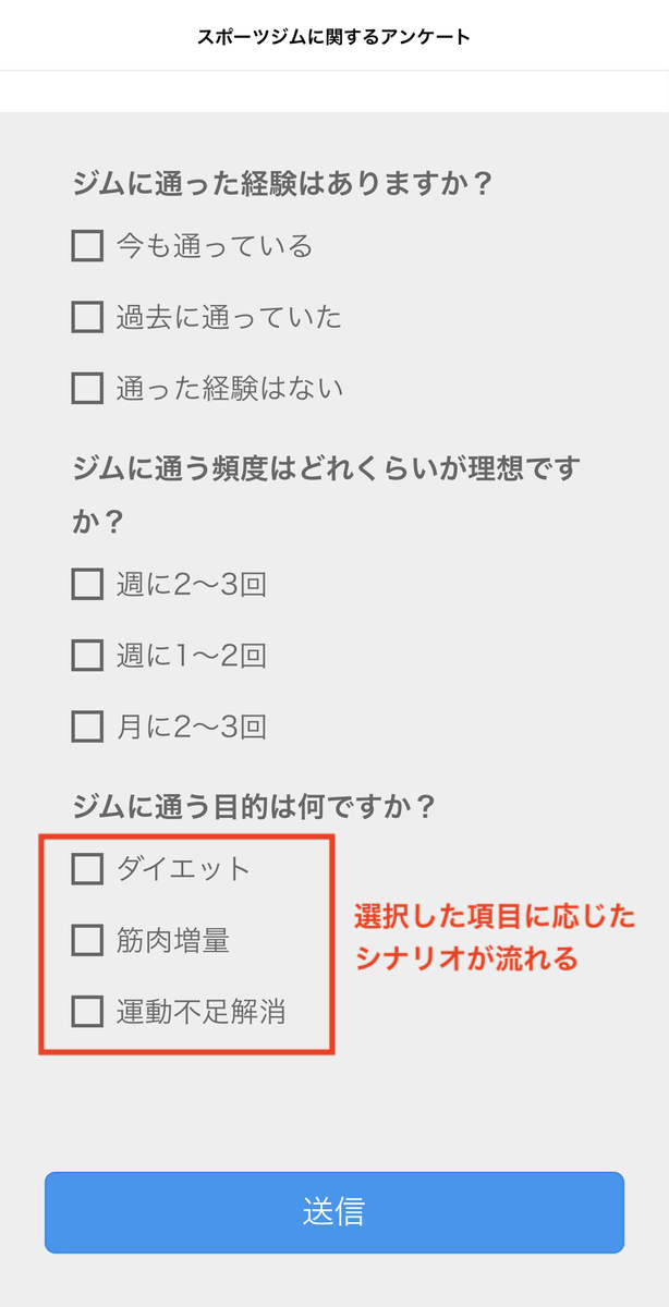 回答フォームの画面