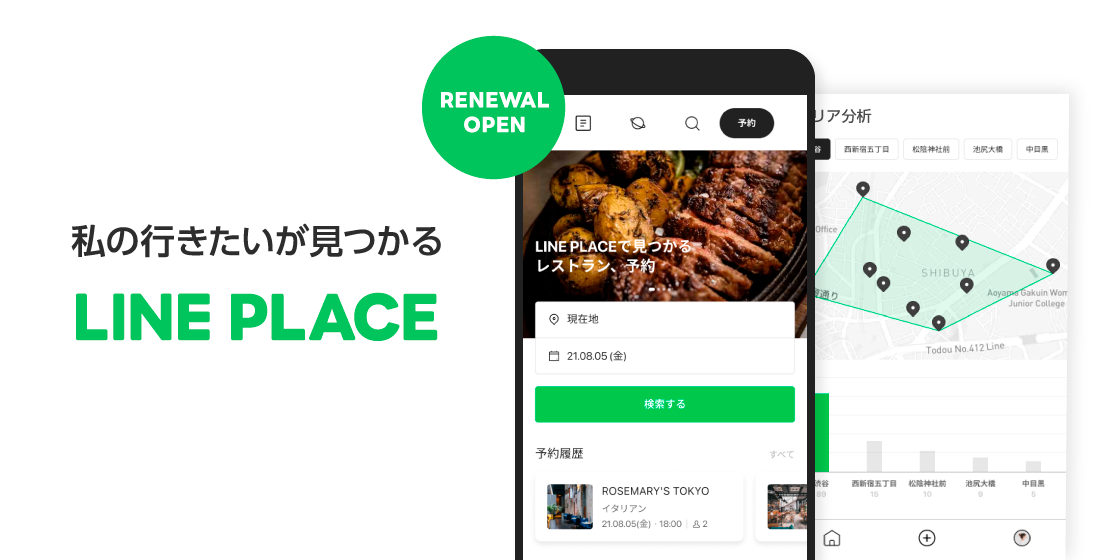 LINE PLACE携帯と地図の画像