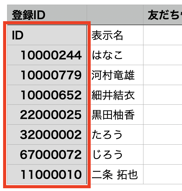 CSV操作　該当者ID