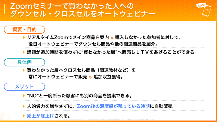 ダウンセル クロスセルのウェビナーで販売