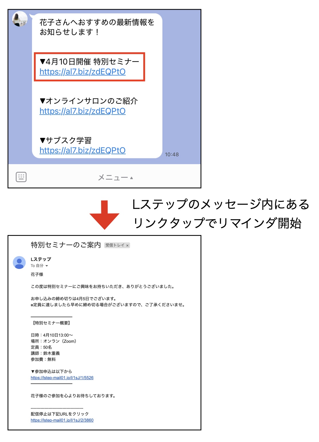 LステップのURL設定を利用