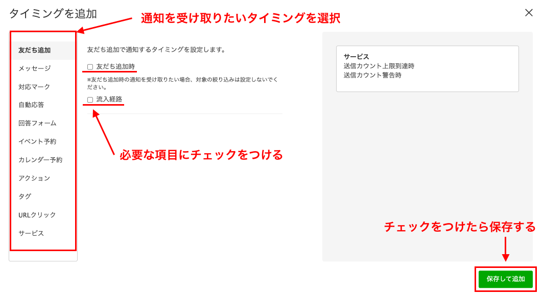 通知のタイミング