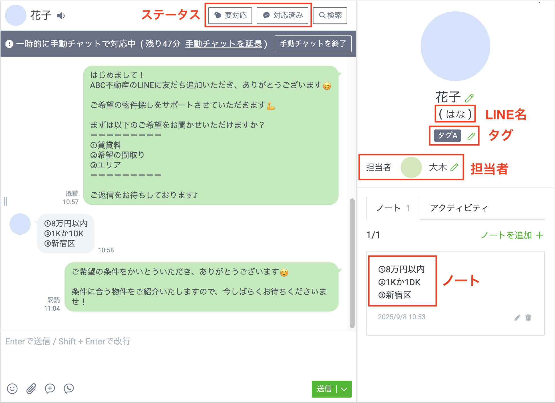 お客様情報や担当者とのやりとりを一元管理