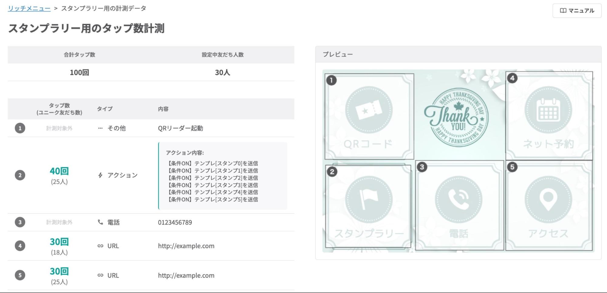 スタンプラリー用のタップ数計測