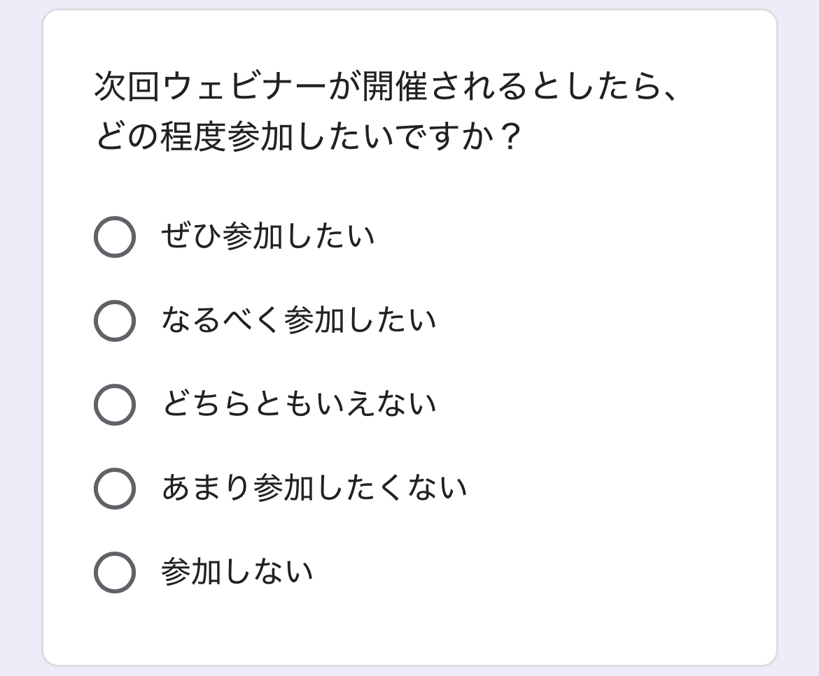 ウェビナーに対する参加意欲【選択式】