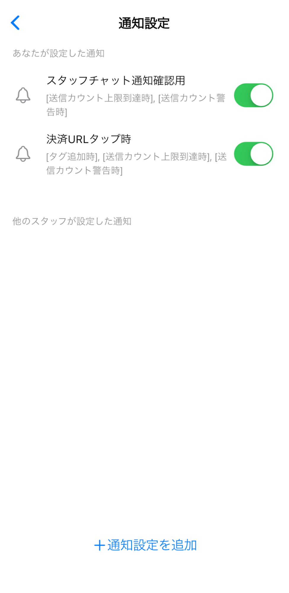 既存の通知設定をチャットルームに追加