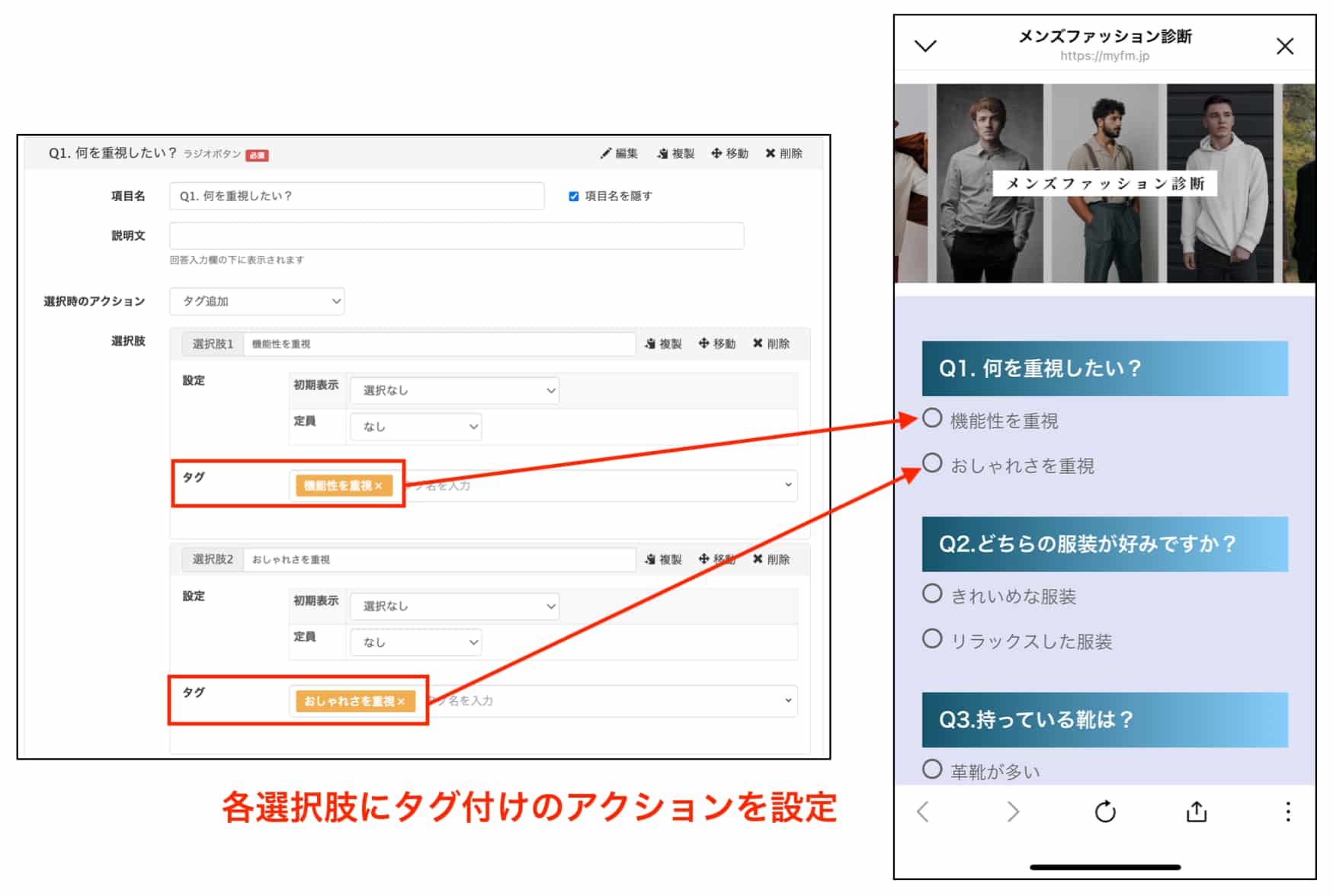 アンケートの回答をタグ付け