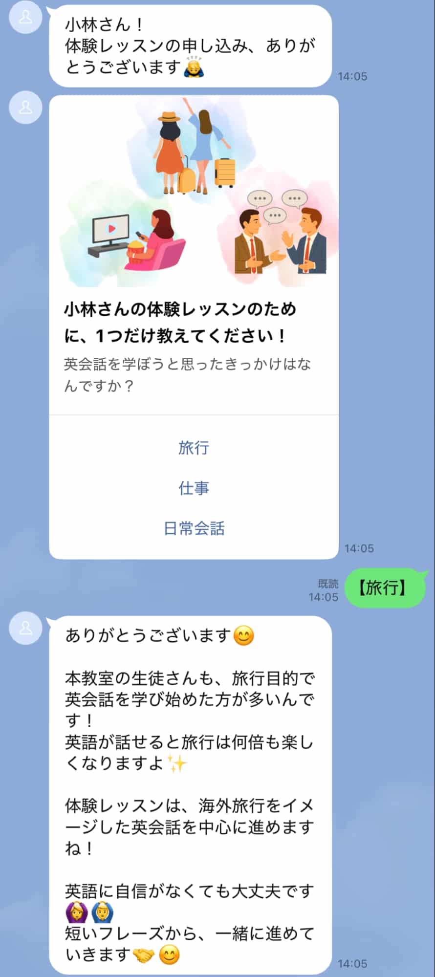 申し込み済みの友だち用シナリオ