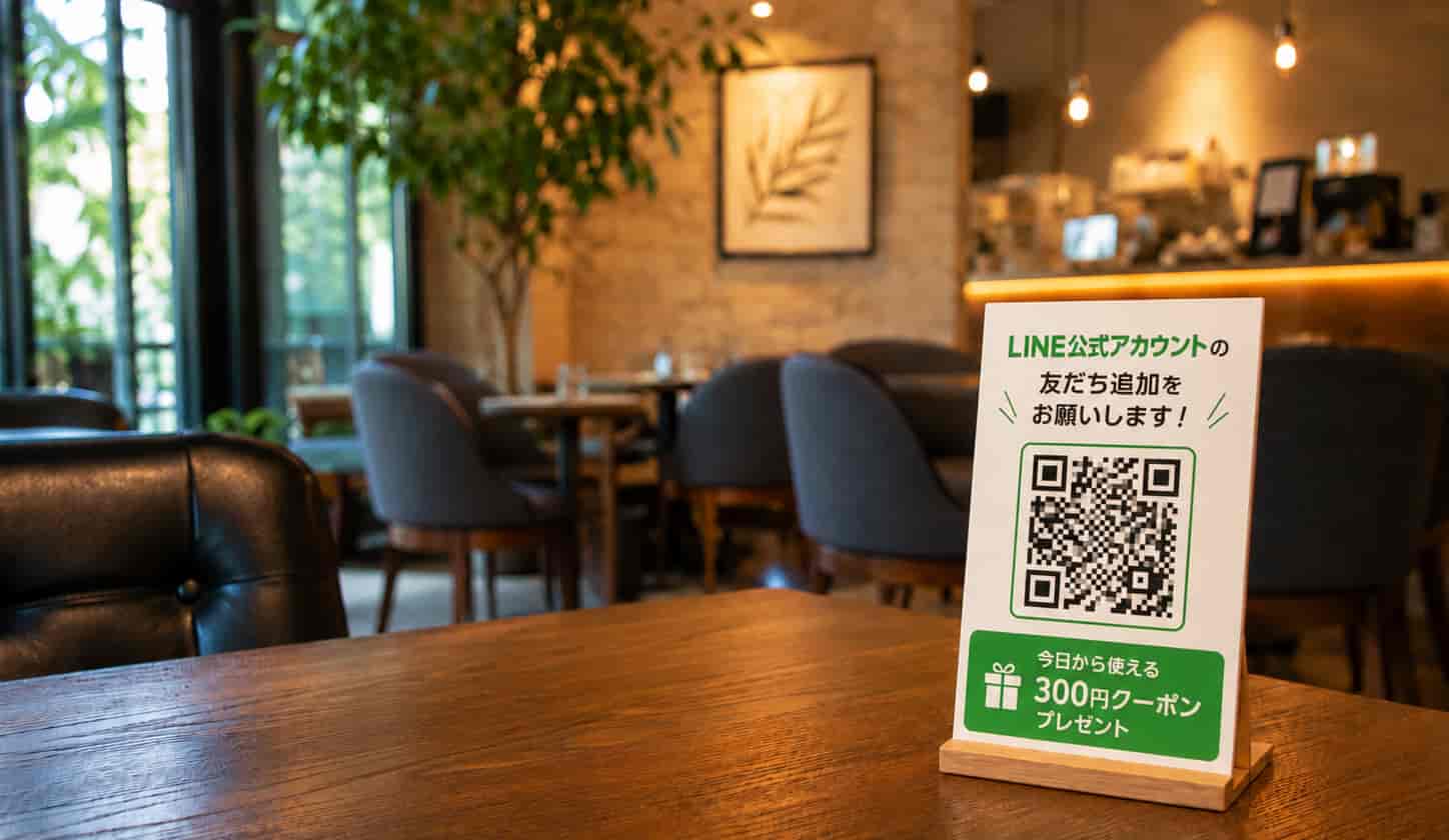 レジ横・メニュー表などに友だち追加用のQRコードを設置