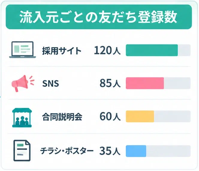 流入元ごとの友だち登録数