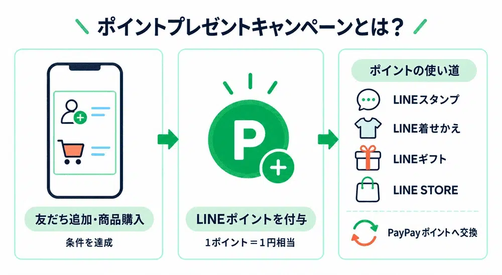 ポイントプレゼントキャンペーンの仕組みとLINEポイントの使い道